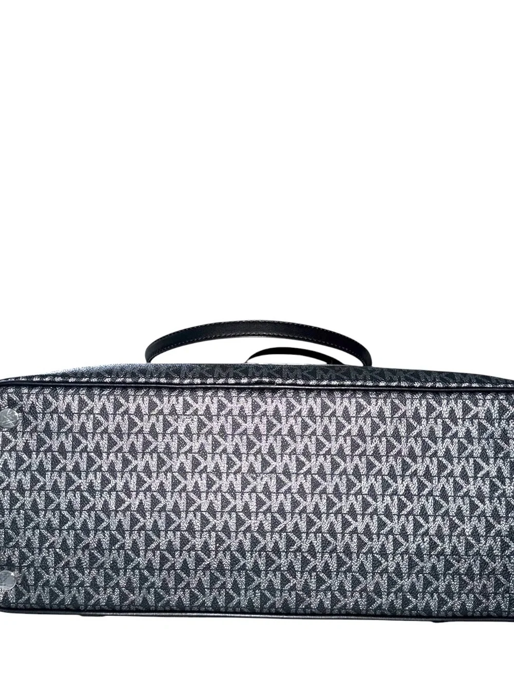 Michael Kors Black MK Logo Tote with Leather Trim